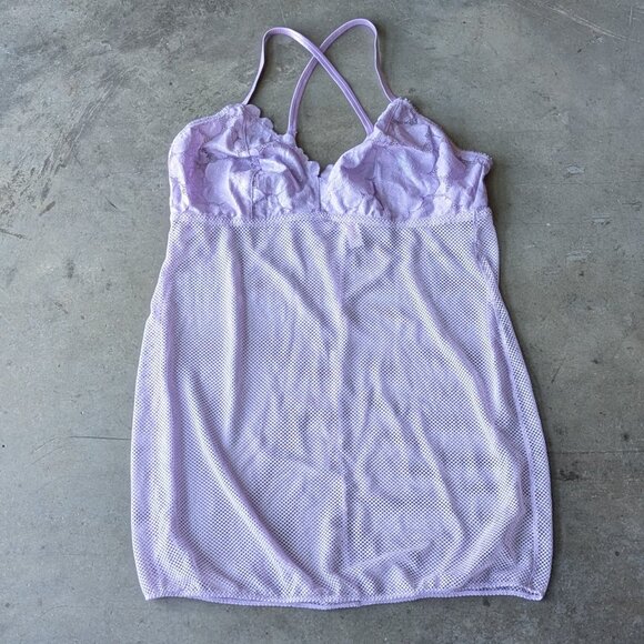Savage X Fenty Floral Glow Lace And Mesh Slip Lavender Purple size 2X - Picture 1 of 9